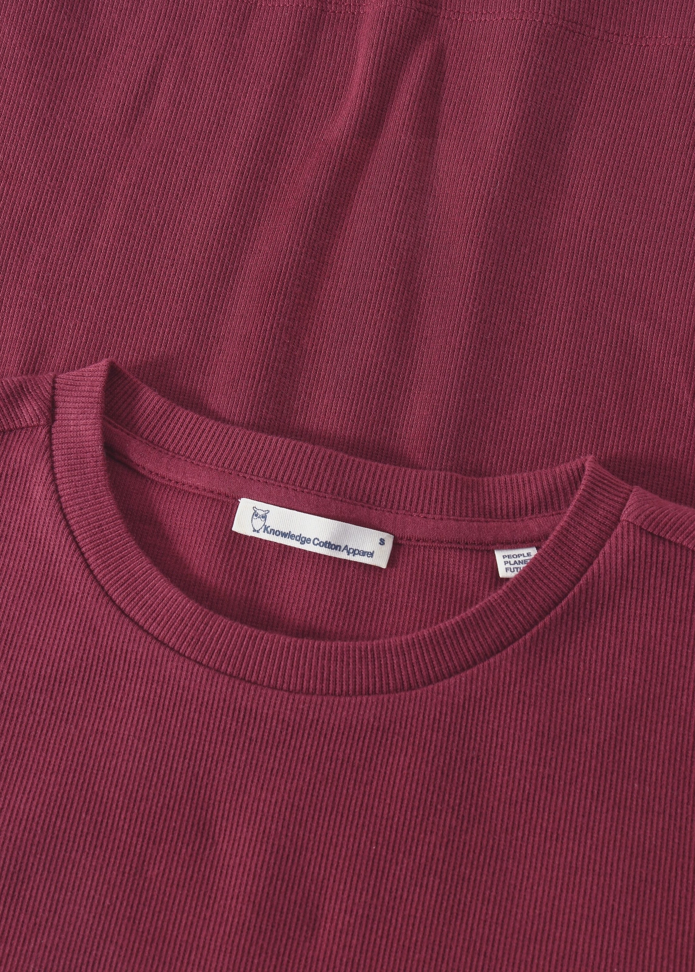 knowledge-cotton-apparel-rib-t-shirt-burgundy-2.jpeg Rib T-Shirt Burgundy