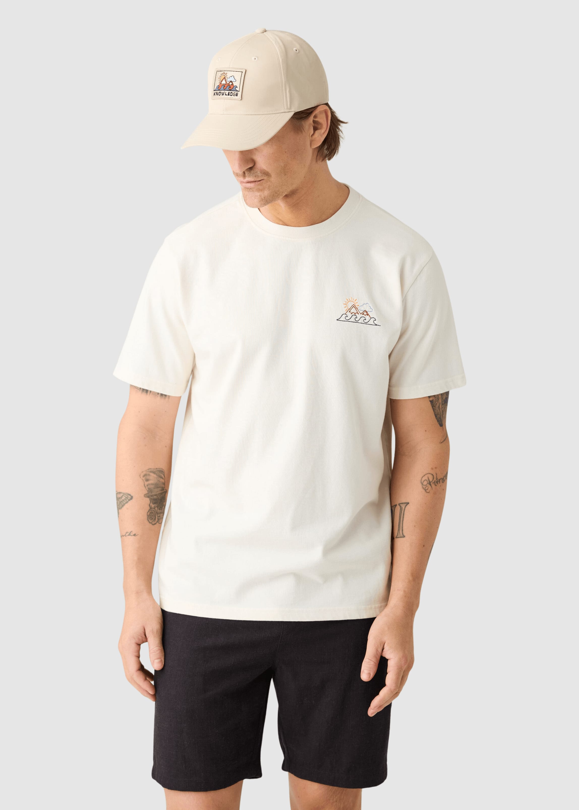 Chest Print T-Shirt Egret