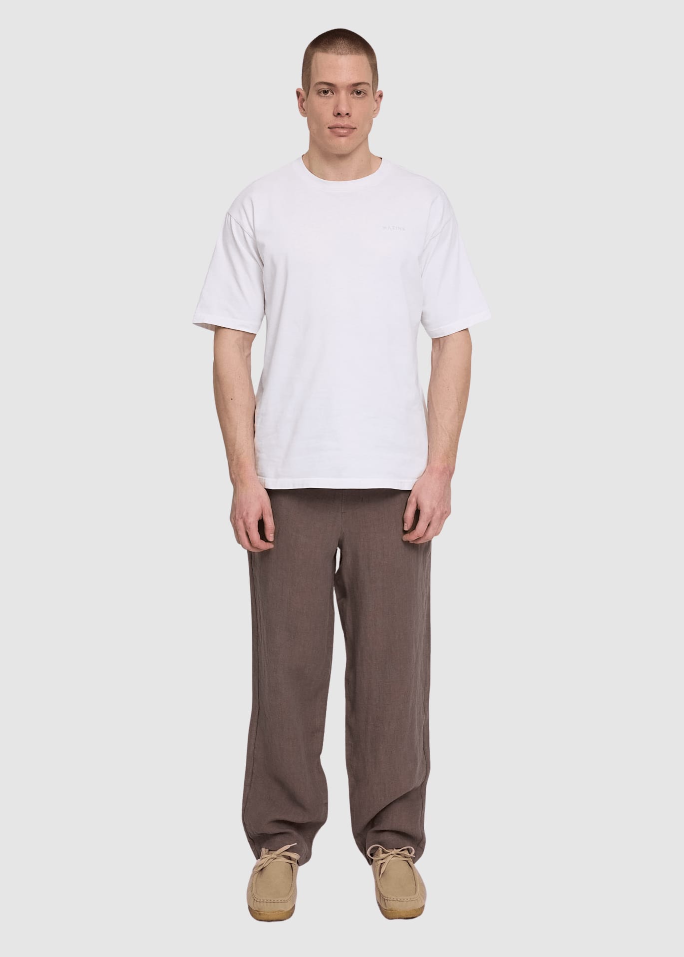 Linen Pull-On Pants Grey Brown