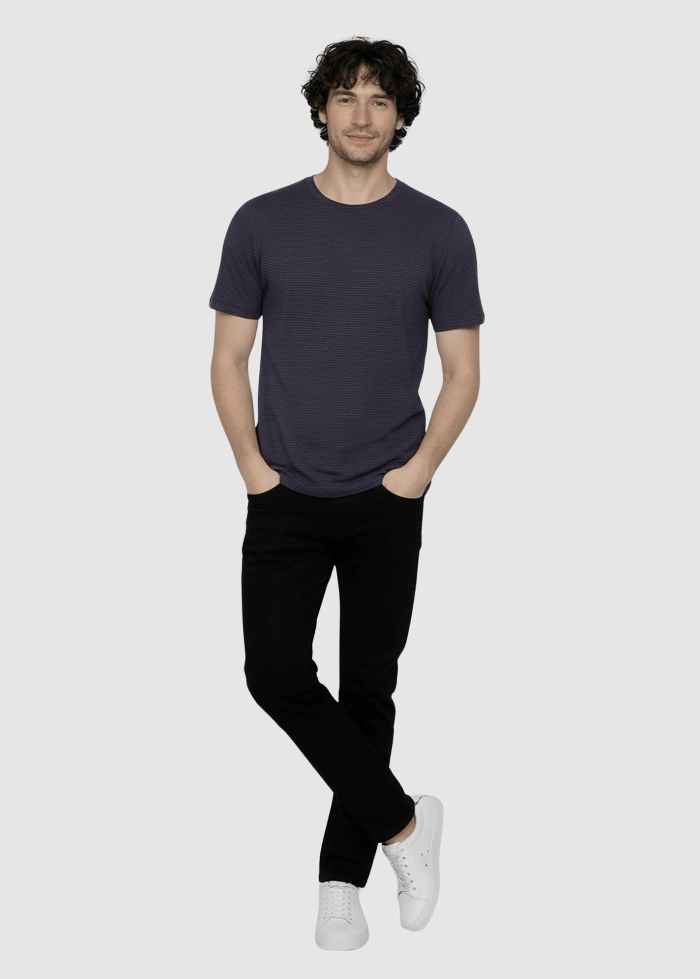 Basic Spice T-Shirt Purple Blue Stripes