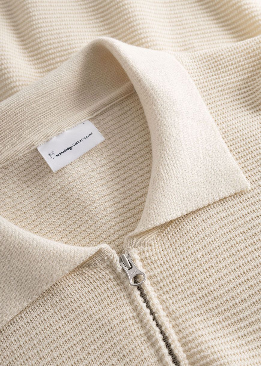 Polo With Zipper In Reverse Knit