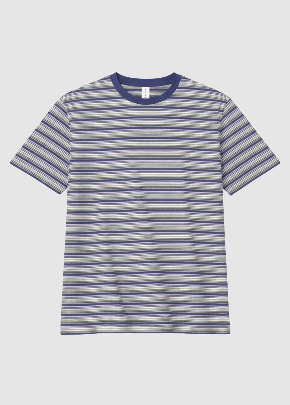 Retro Striped T-Shirt Blue Night Multicolor Retro Striped T-Shirt Blue Night Multicolor