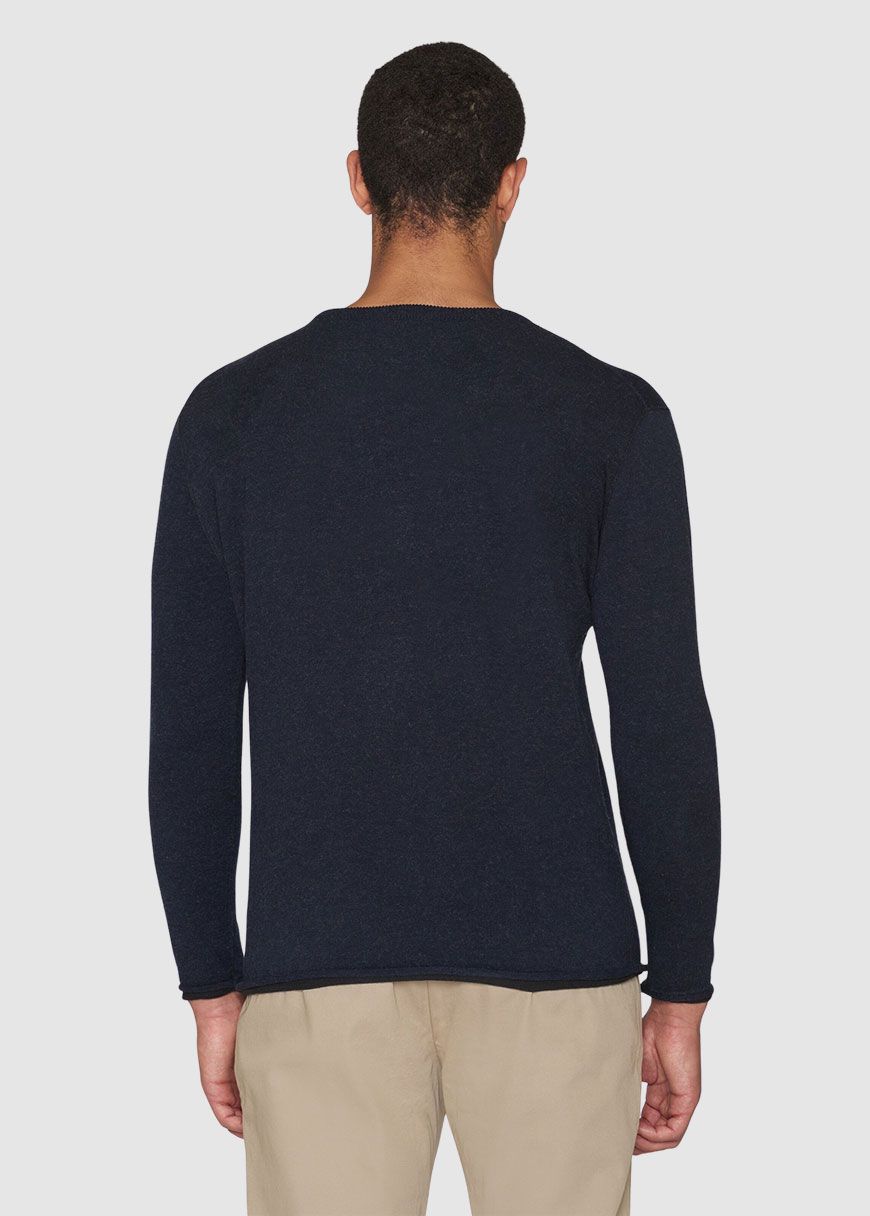 Regular Double Layer Cotton Mix Rolledge Crew Neck Knit Regular Double Layer Cotton Mix Rolledge Crew Neck Knit