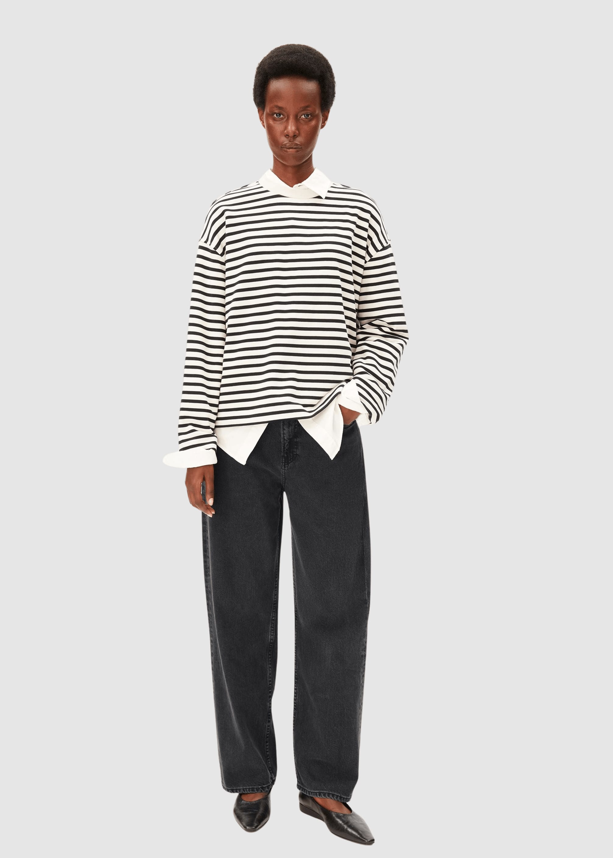 Frankaa Maarlen Stripe Sweat Undyed Black