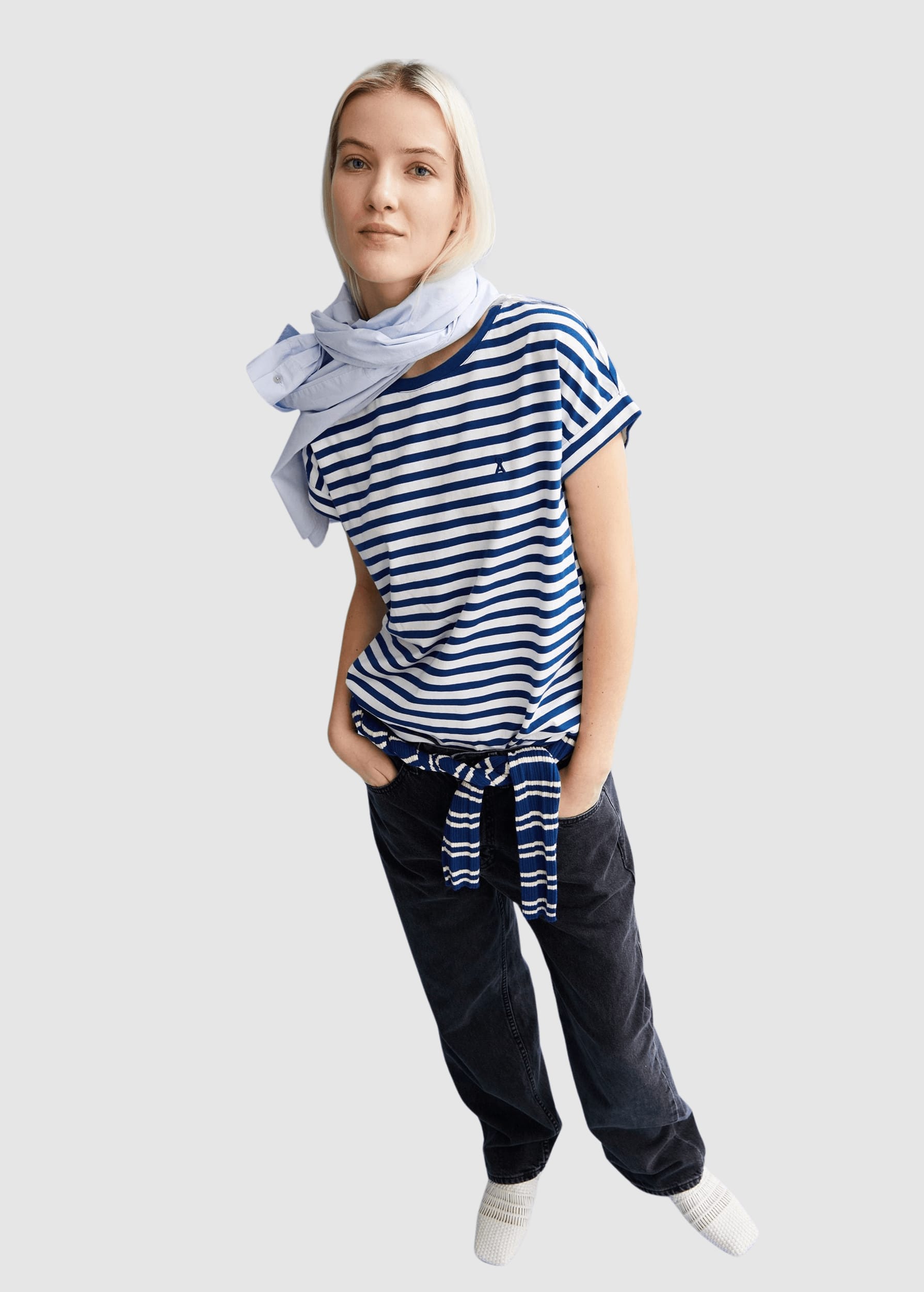 Idaara Stripe T-Shirt White-Dynamo Blue Idaara Stripe T-Shirt White-Dynamo Blue