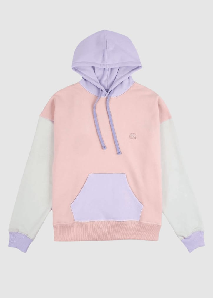 Women's Oversized Color Block Hoodie Pink