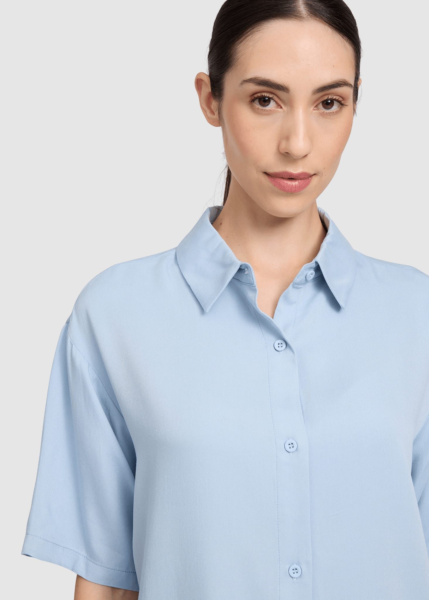 Short Sleeve Viscose Shirt Pastel Blue