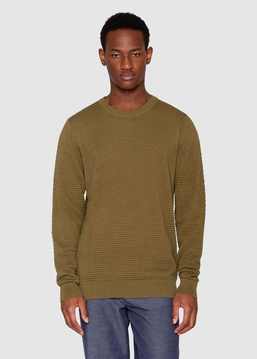 knowledge_cotton_apparel_vagn_regular_bubble_knit_crew_neck_AW_25_KCA_1080067_1068_Burned_Olive_1_582efbac98 Vagn Regular Bubble Knit Crew Neck