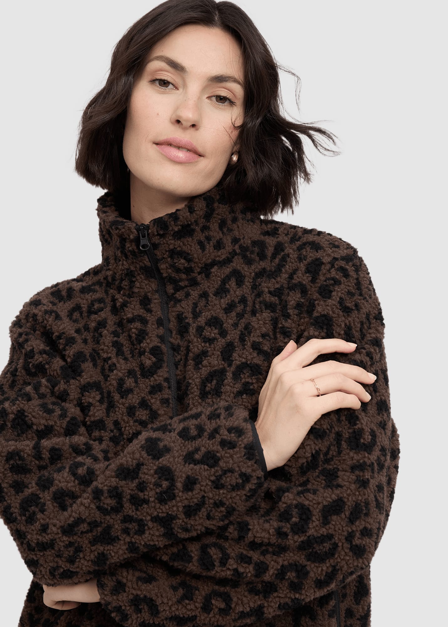 Printed Teddy-Fleece Jacket Chocolate Brown Printed