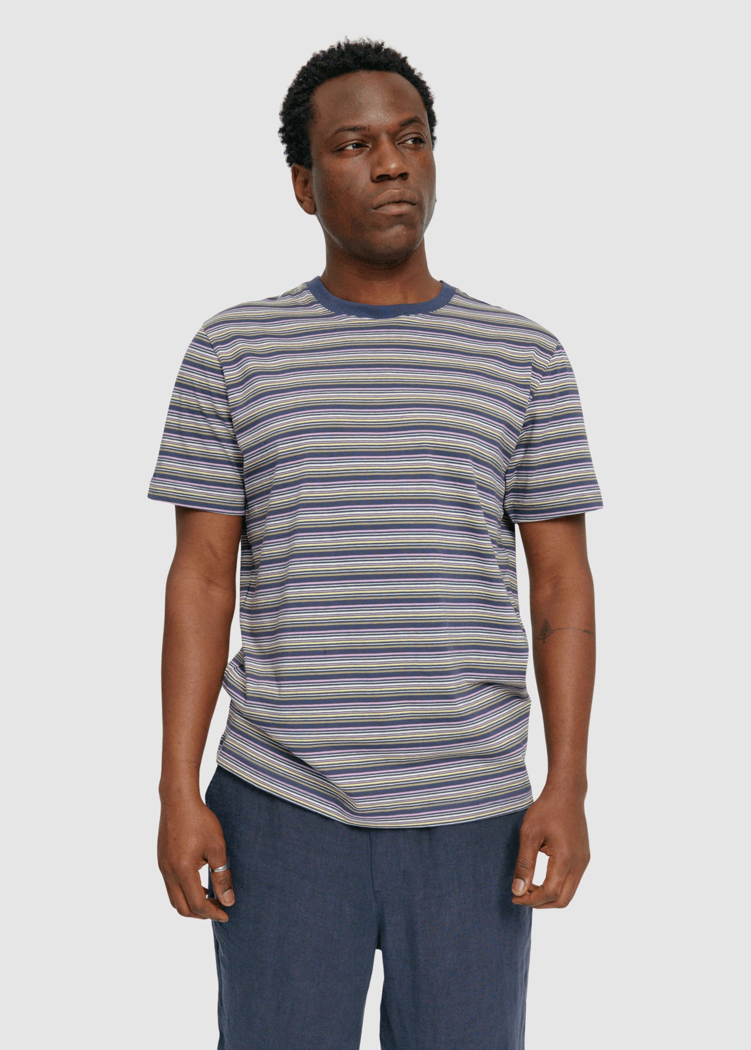 Retro Striped T-Shirt Blue Night Multicolor Retro Striped T-Shirt Blue Night Multicolor