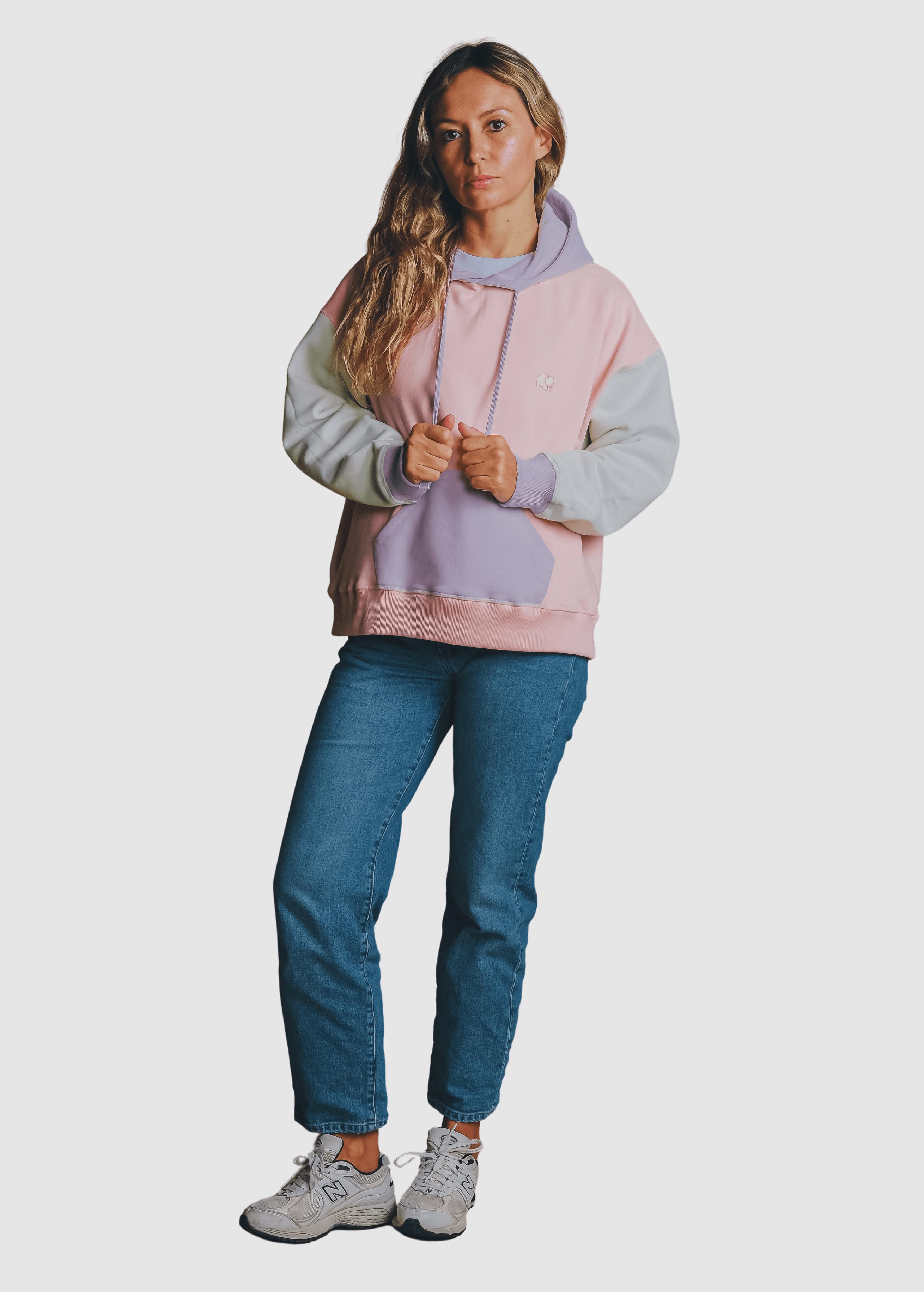 Women's Oversized Color Block Hoodie Pink