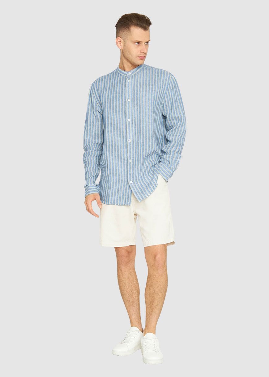 Long Sleeve Striped Linen Custom Fit Shirt Long Sleeve Striped Linen Custom Fit Shirt