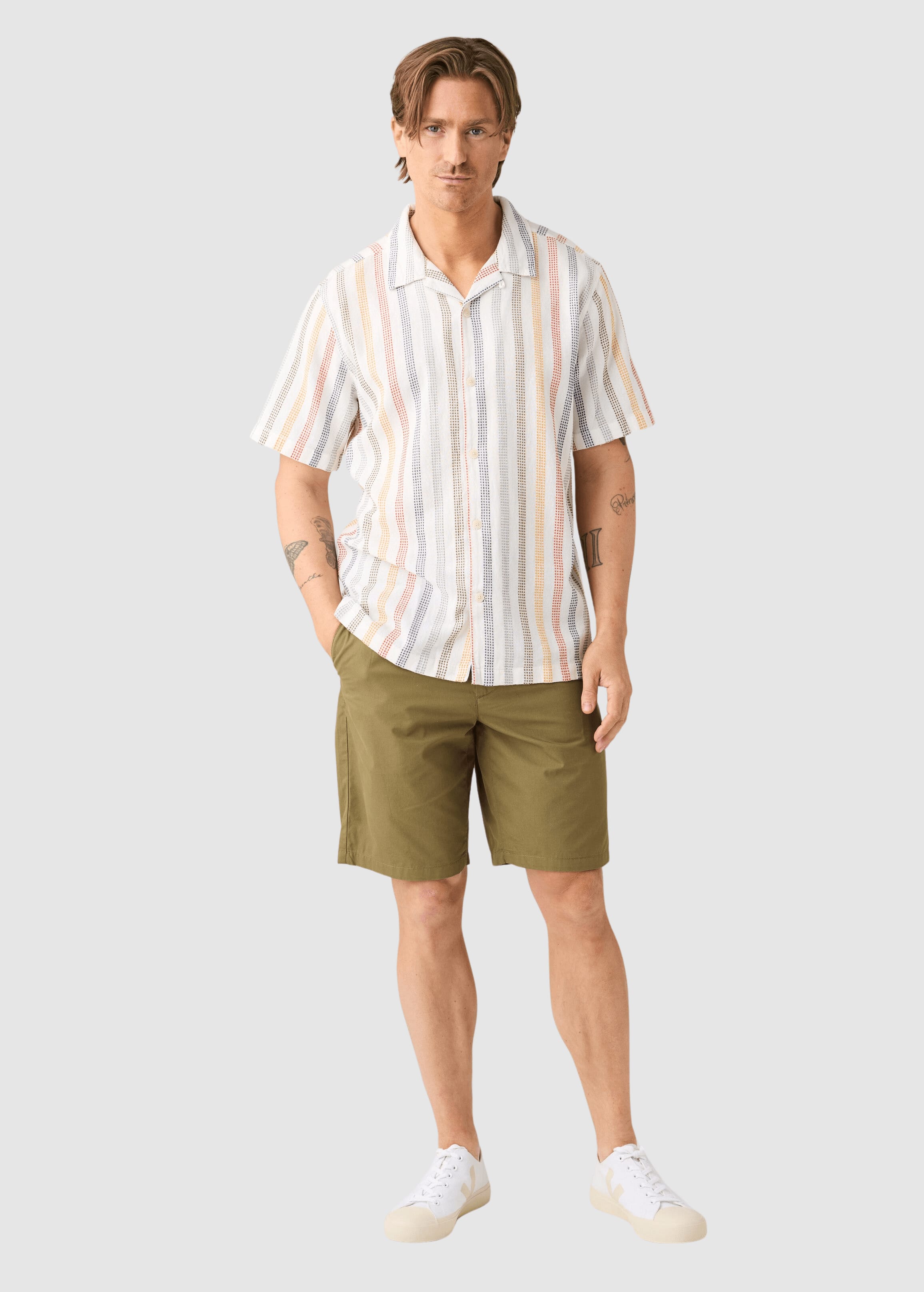 Relaxed Stripe Short Sleeve Shirt Multi Color Stripe