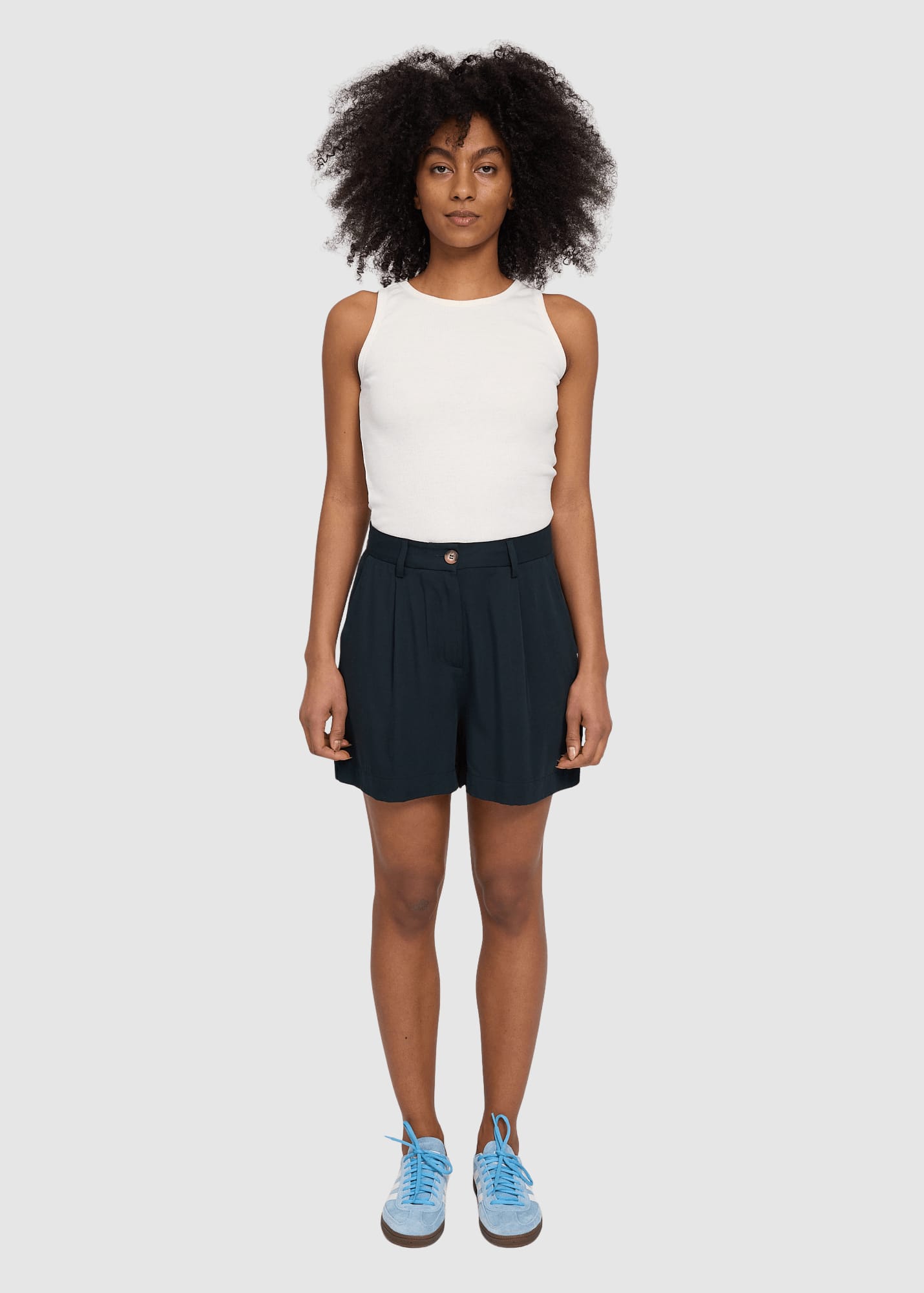 Pleated Viscose Shorts Black