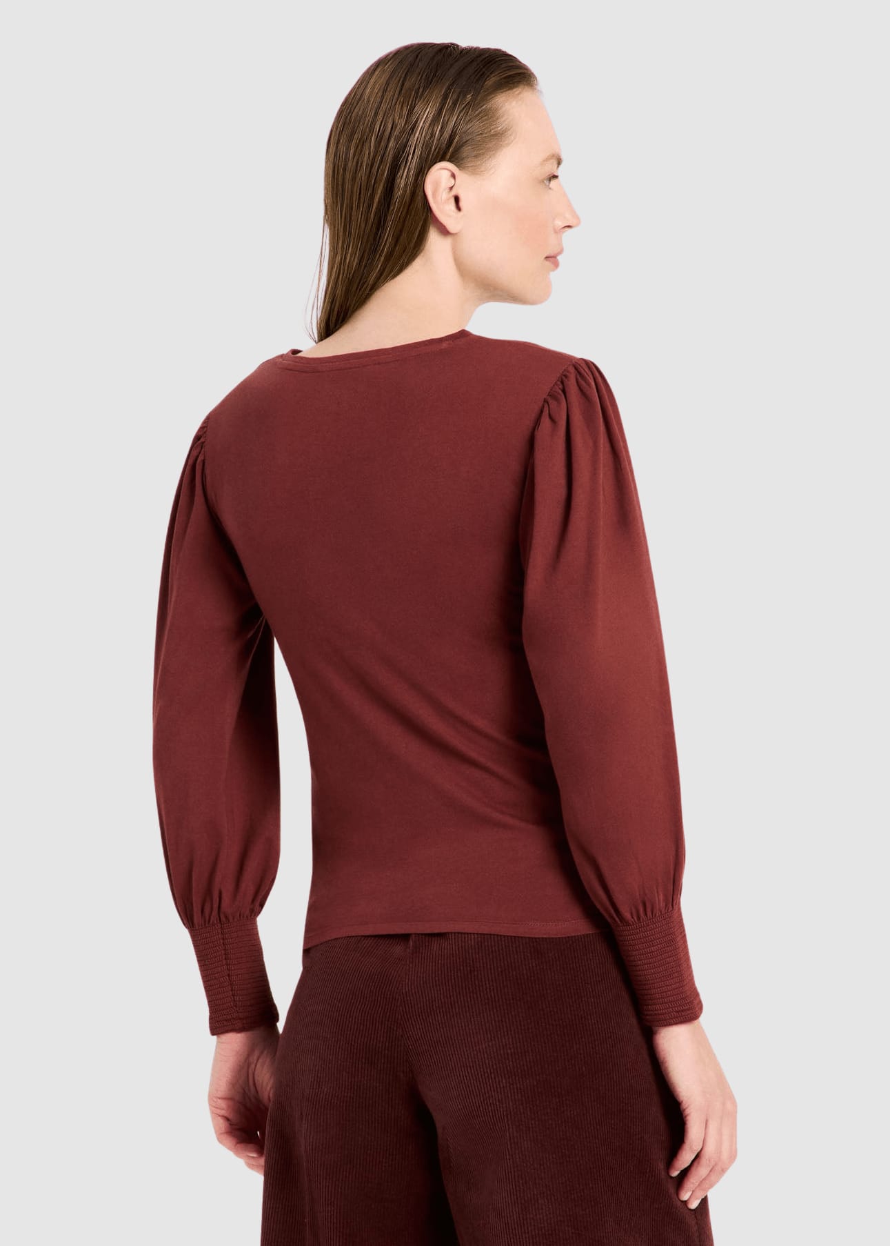 Shirt Mit Gerafftem Ärmel Red Mahagony