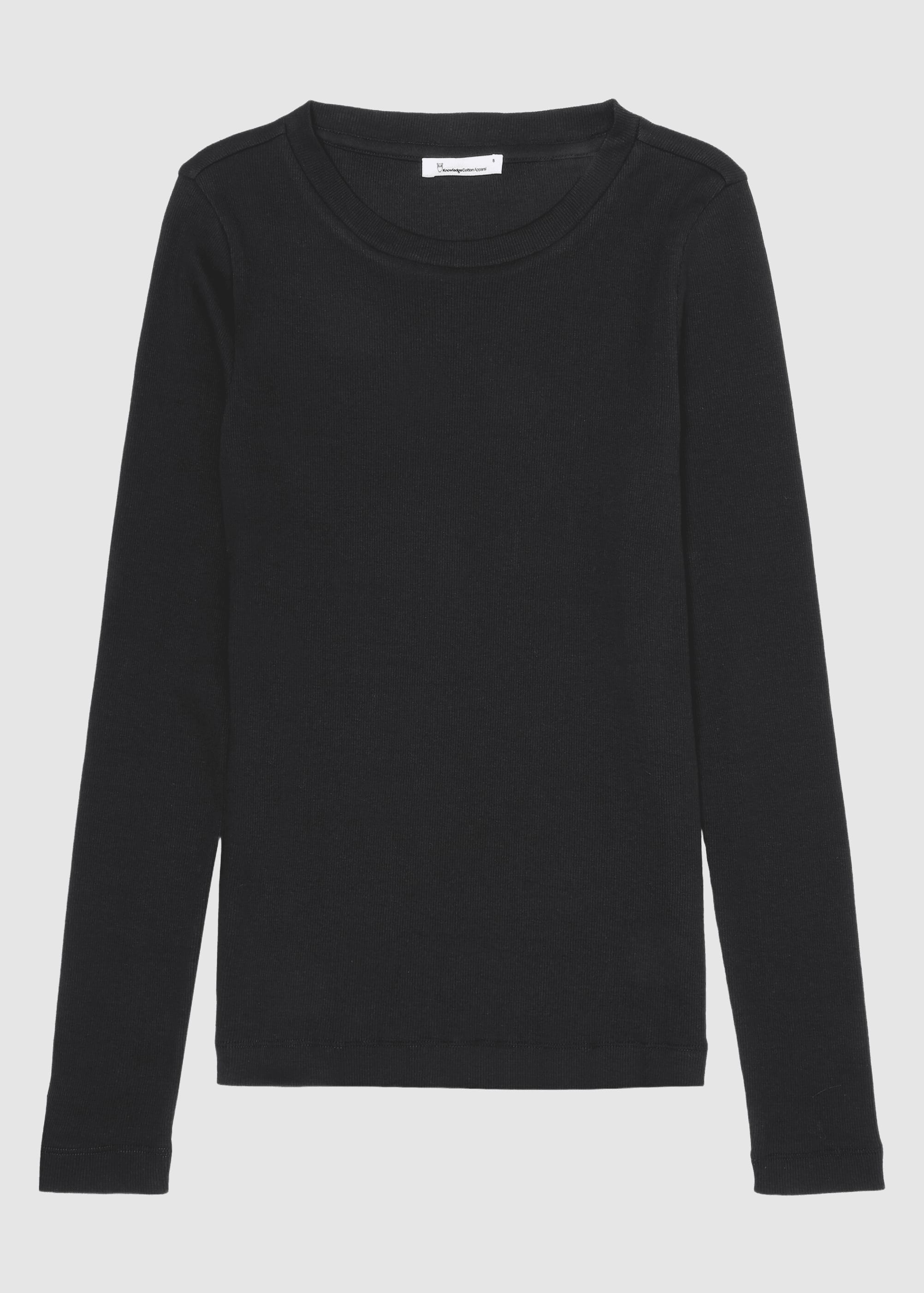knowledge-cotton-apparel-rib-long-sleeve-t-shirt-black-jet-4.jpeg Rib Long Sleeve T-Shirt Black Jet