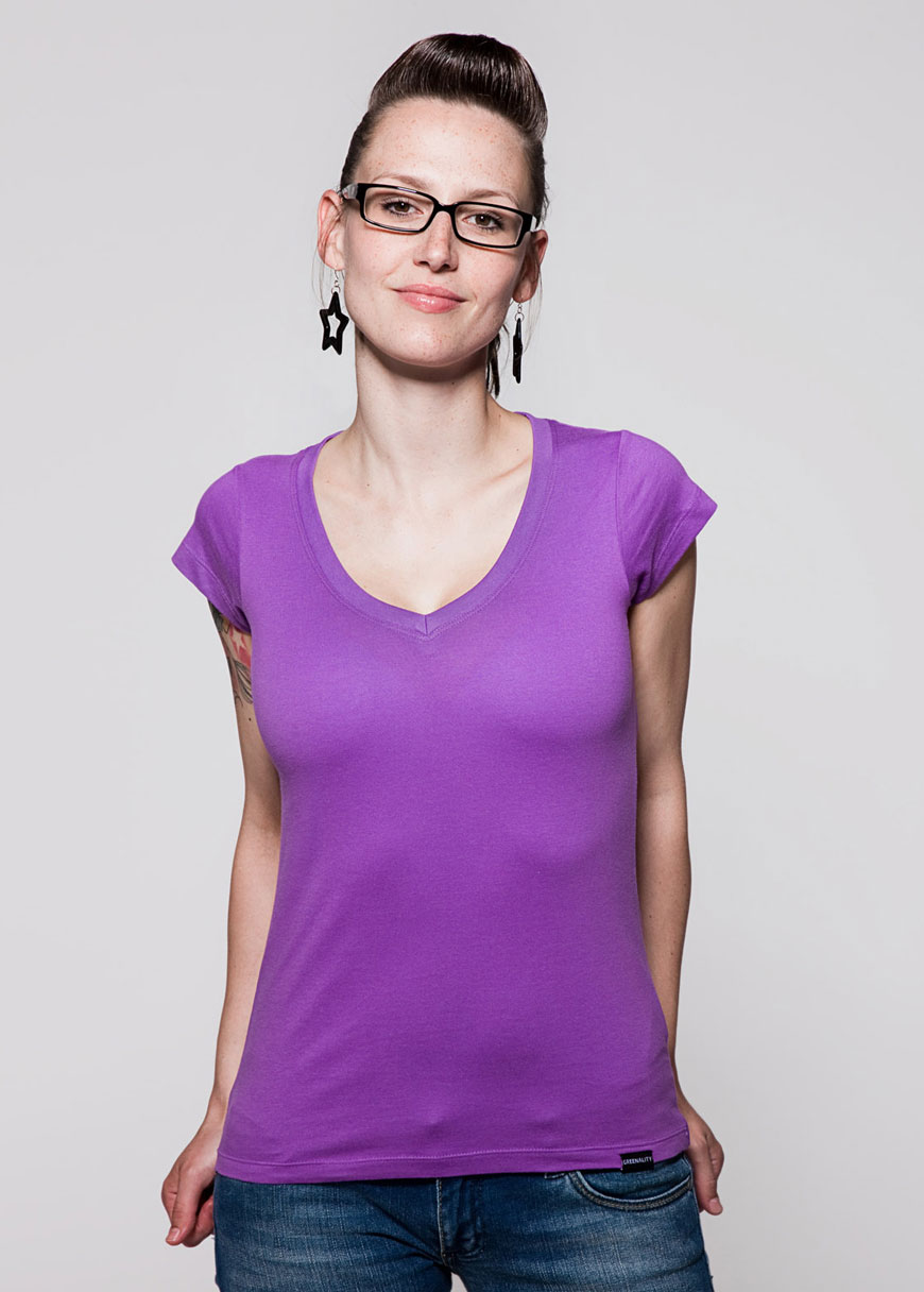 T-Shirt V-Ausschnitt Lila T-Shirt V-Ausschnitt Lila