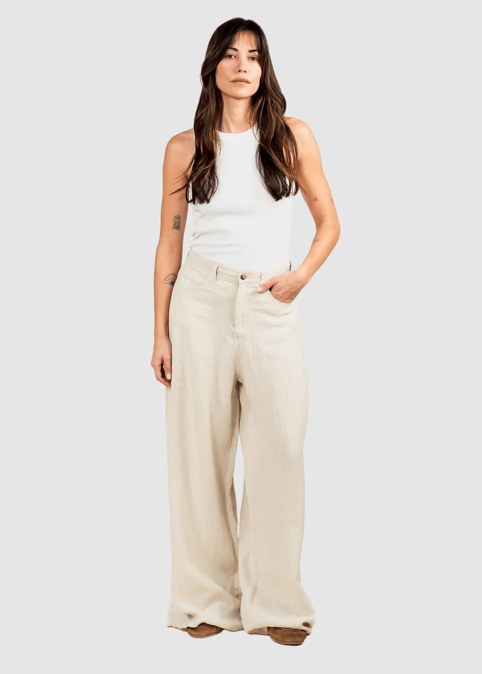 Loren Linen Pant Solid Oatmeal Loren Linen Pant Solid Oatmeal