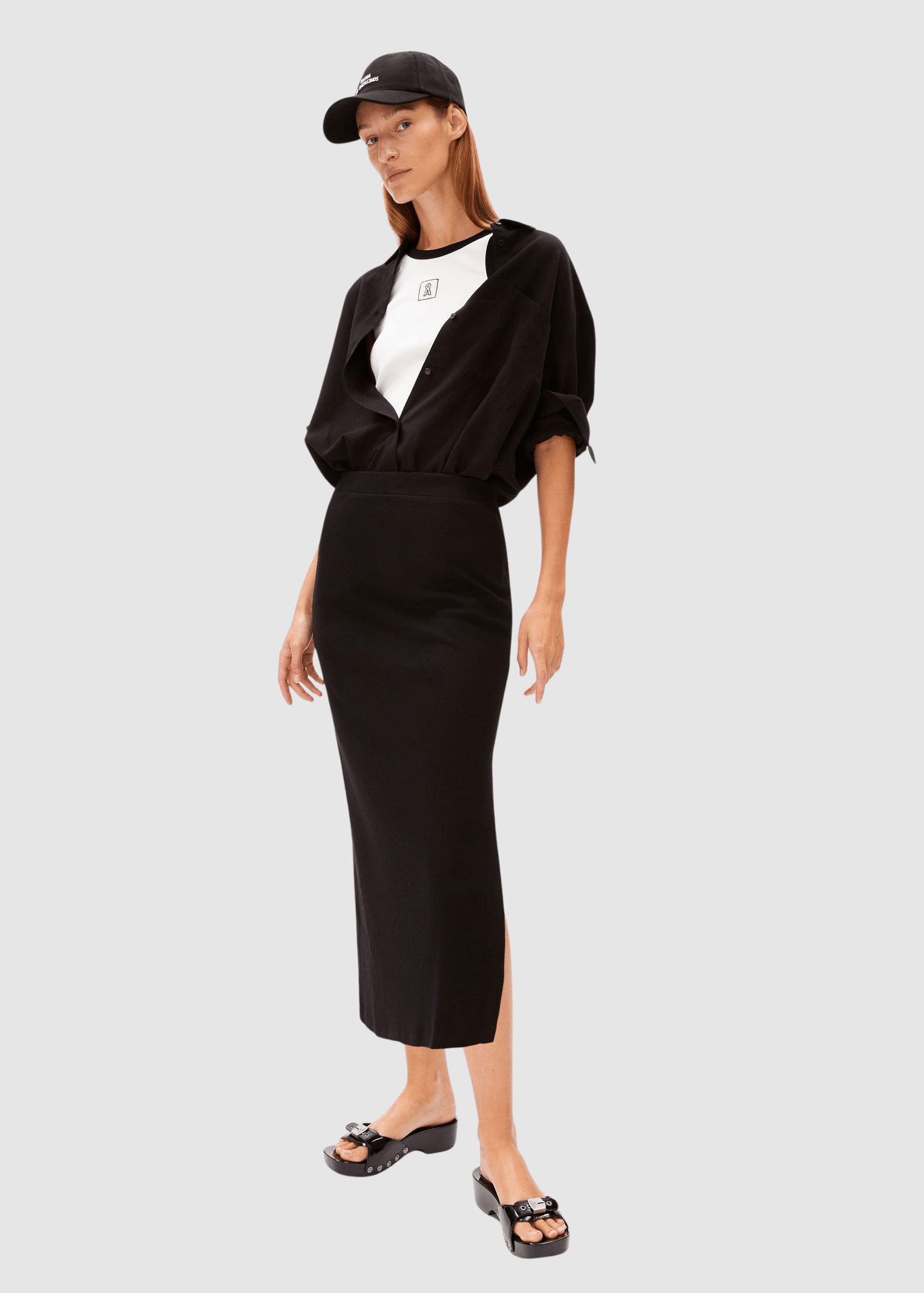Azitaa Rib Midi Skirt Black Azitaa Rib Midi Skirt Black