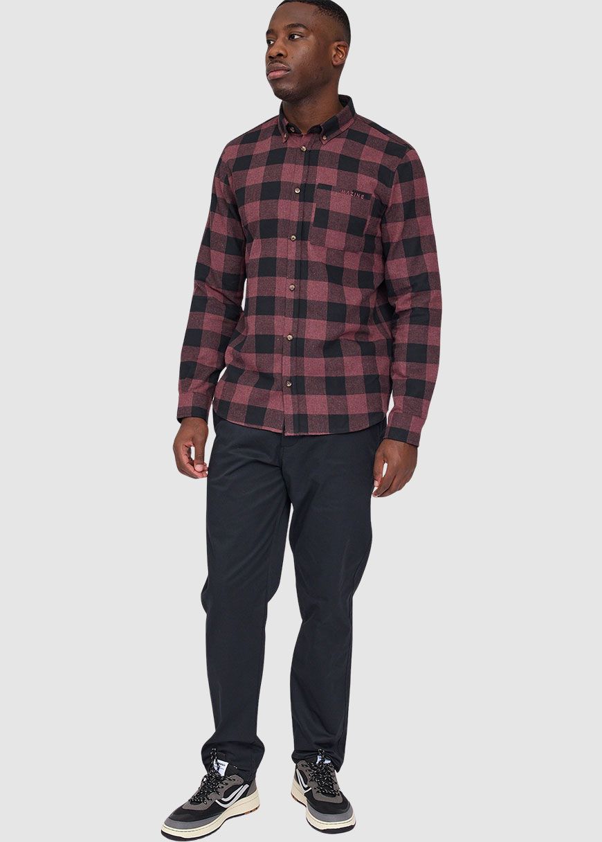 mazine_checked_flannel_shirt_AW_25_MAZ_25302505_Eggplant_Black_Mel_4_1b66201db3 Checked Flannel Shirt