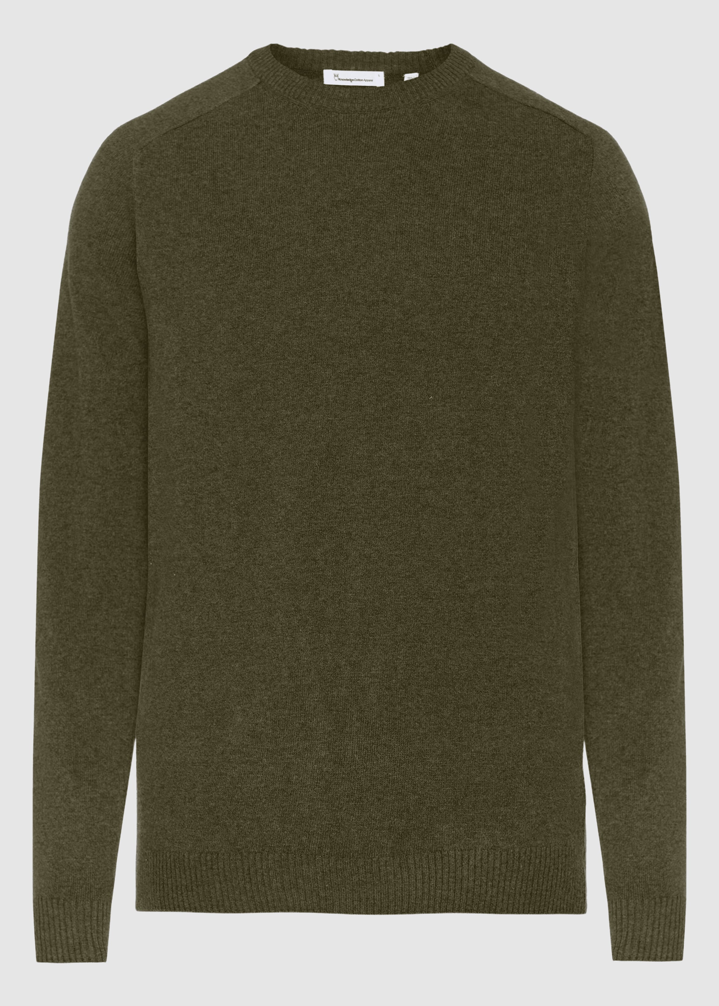 knowledge-cotton-apparel-lambswool-crew-neck-forrest-night-5.jpeg Lambswool Crew Neck Forrest Night