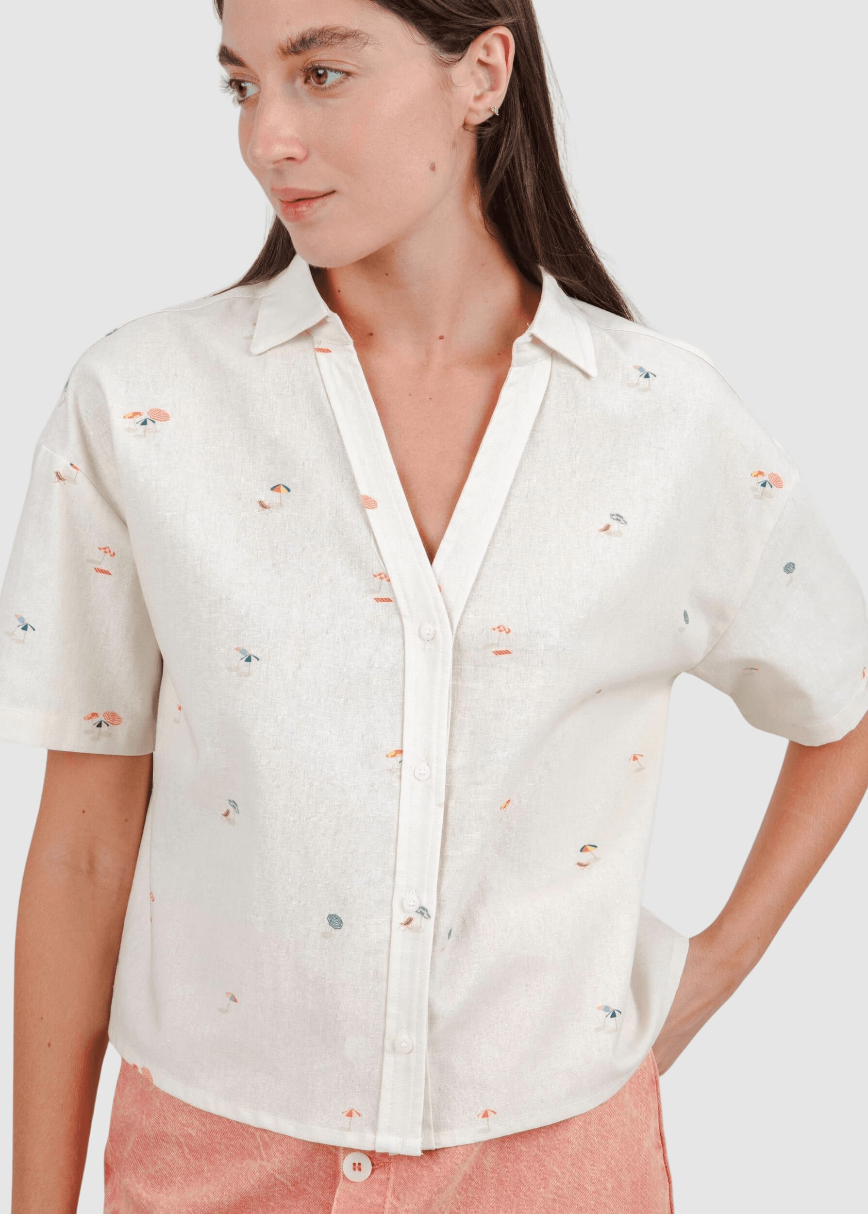Beach Please Cropped Blouse Ecru