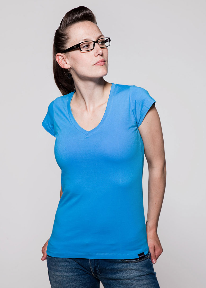 T-Shirt V-Ausschnitt Blau T-Shirt V-Ausschnitt Blau
