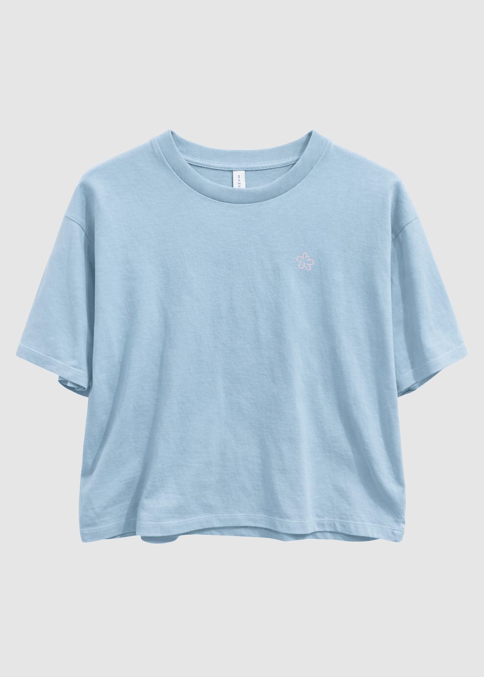 Back Print T-Shirt Foggy Blue Flowers
