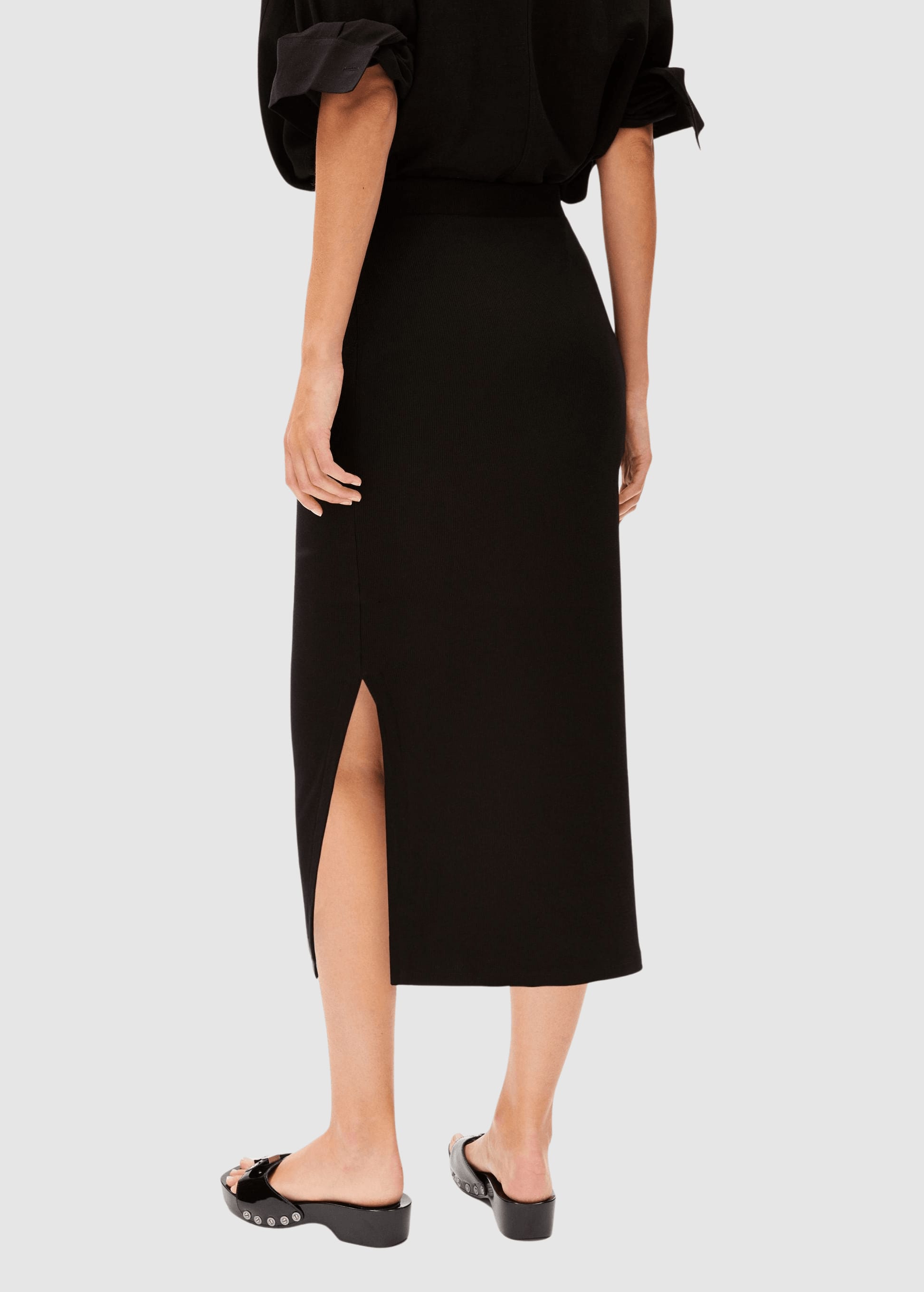 Azitaa Rib Midi Skirt Black Azitaa Rib Midi Skirt Black
