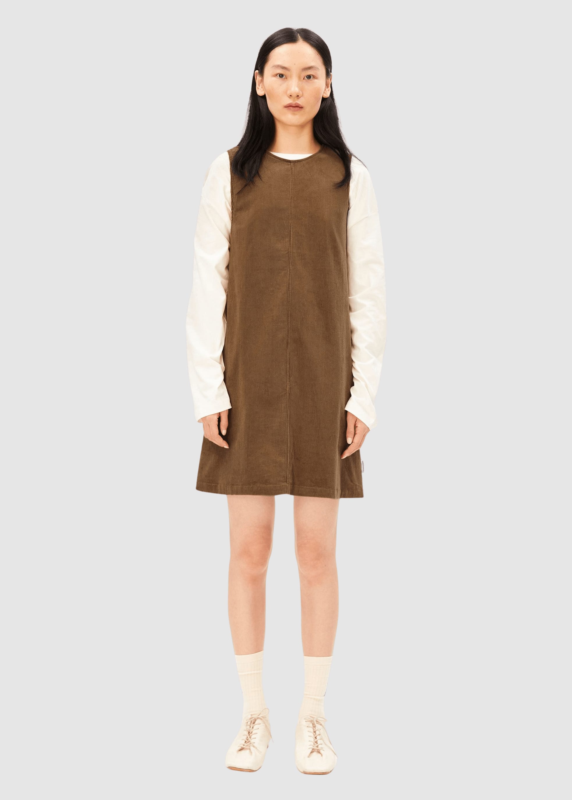 Corduroy R-Neck Mini Dress Amberwood