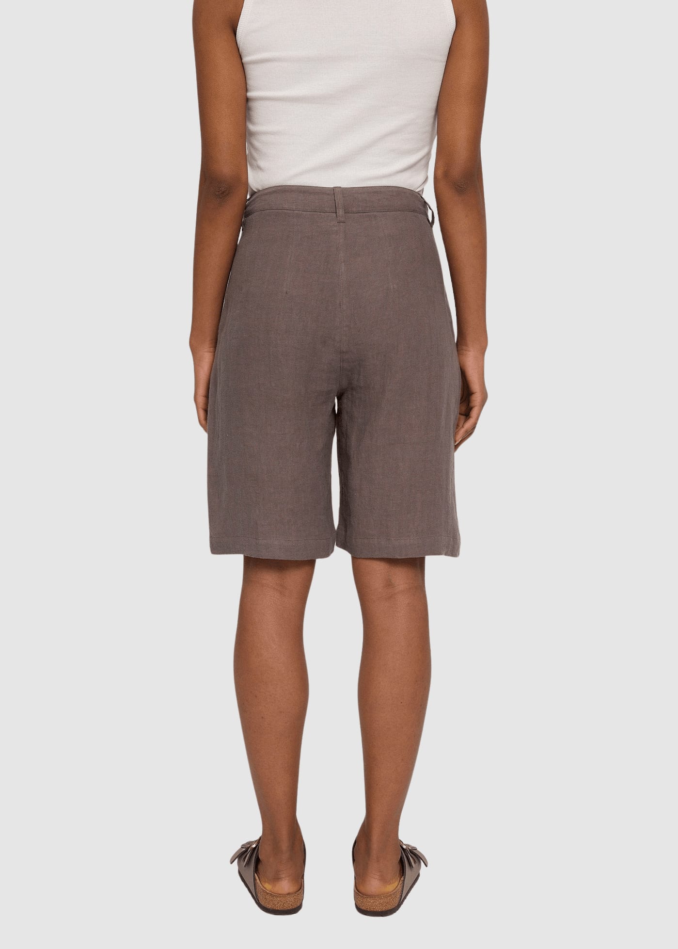 Linen Bermuda Shorts Grey Brown
