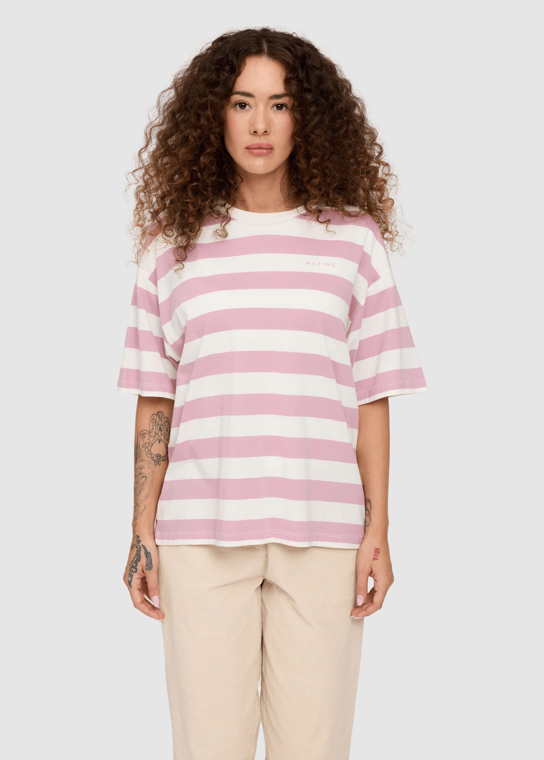 Bold Striped T-Shirt Orchid Offwhite Bold Striped T-Shirt Orchid Offwhite