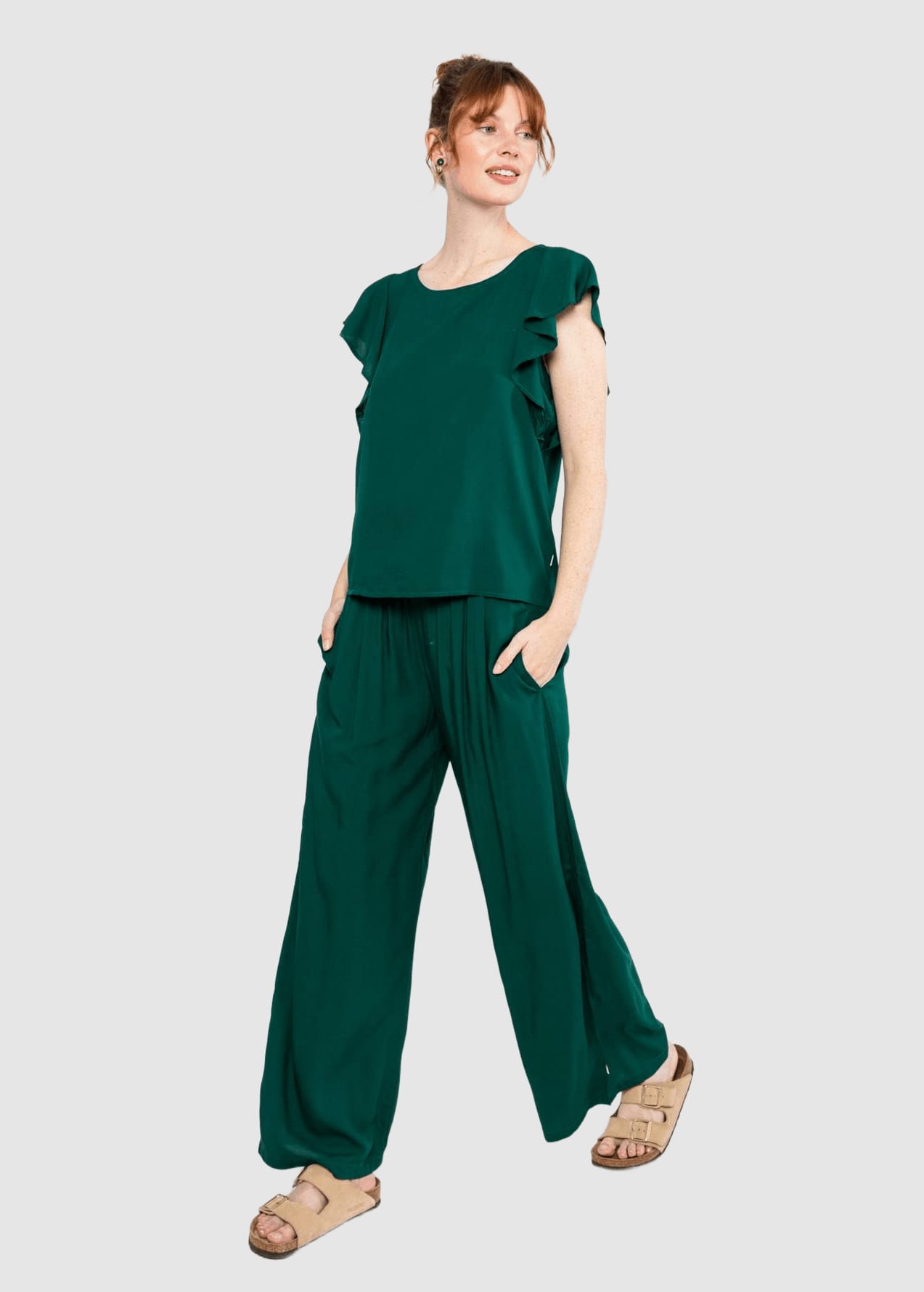 Breezy Palazzo Green Holiday Feeling Breezy Palazzo Green Holiday Feeling