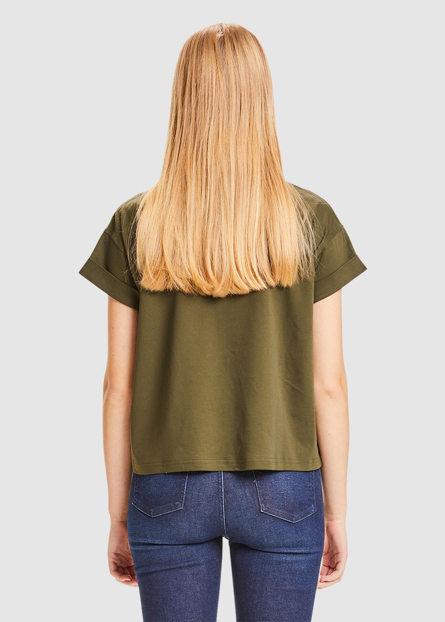 knowledge-cotton-apparel-violet-loose-roll-up-t-shirt_AW21-KCA-100022-1090-Forrest-Night_3 Violet Loose Roll Up T-Shirt