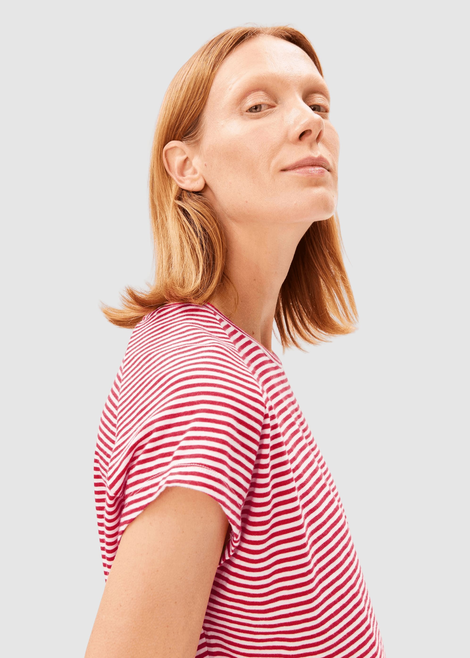 Slub Jersey Stripe T-Shirt Pink Mist-Mars Red Slub Jersey Stripe T-Shirt Pink Mist-Mars Red