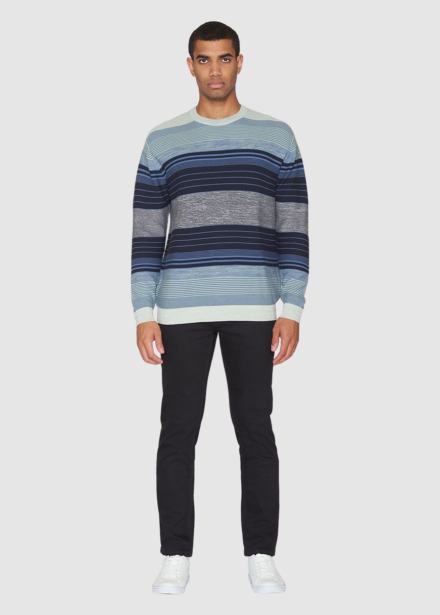 Loose Striped Multicolored Crew Neck Loose Striped Multicolored Crew Neck