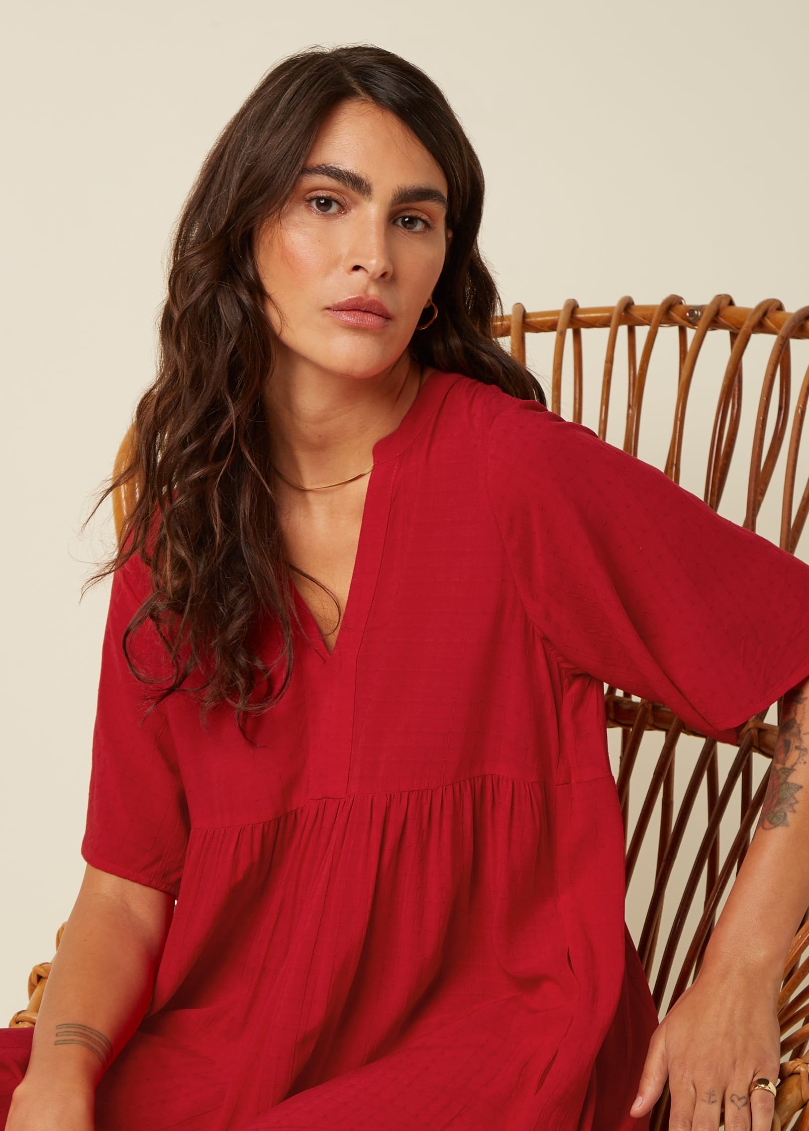 Ivana Dress Tortoise Chili Red