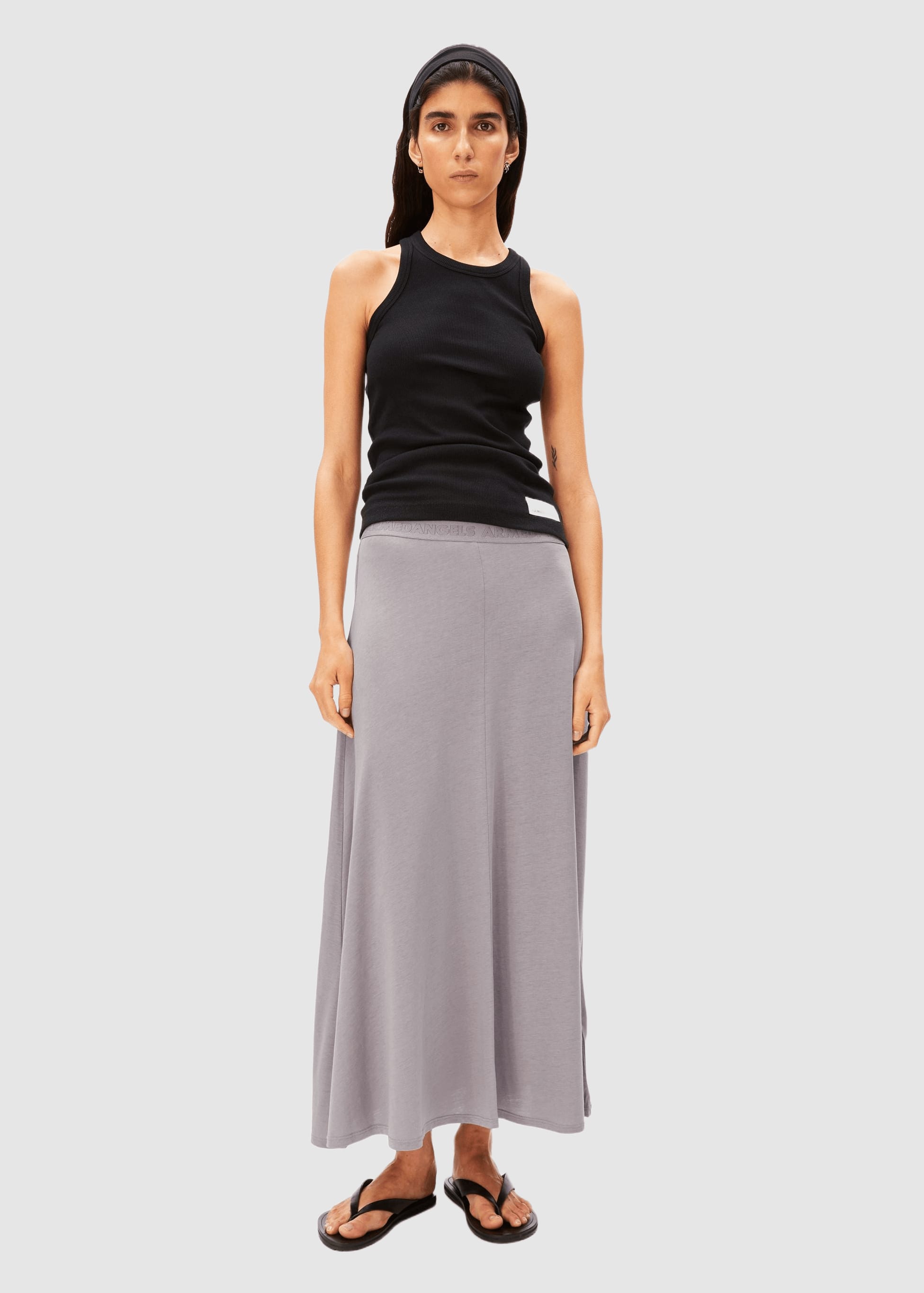 Ileniaa Laraa Midi Skirt Seal Grey