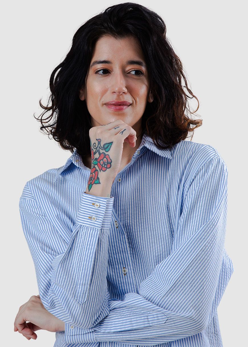 Seersucker New Boxy Blouse