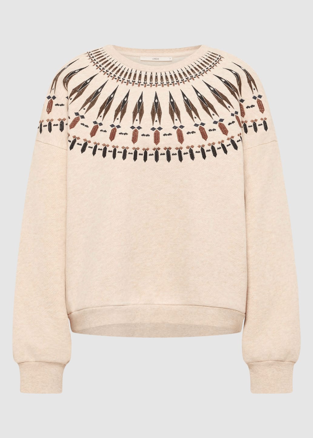 lanius-koeln-statementsweatshirt-creme-melange-brown-5.jpeg Statementsweatshirt Creme Melange/ Brown