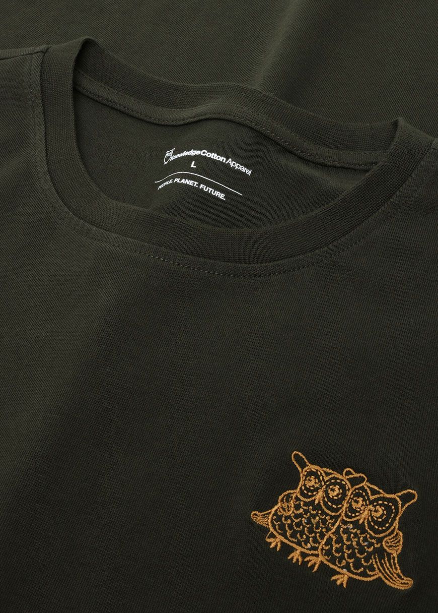 knowledge_cotton_apparel_chest_embroidery_t_shirt_AW_25_KCA_1010151_1090_Forrest_Night_4_13dc23c012 Chest Embroidery T-Shirt