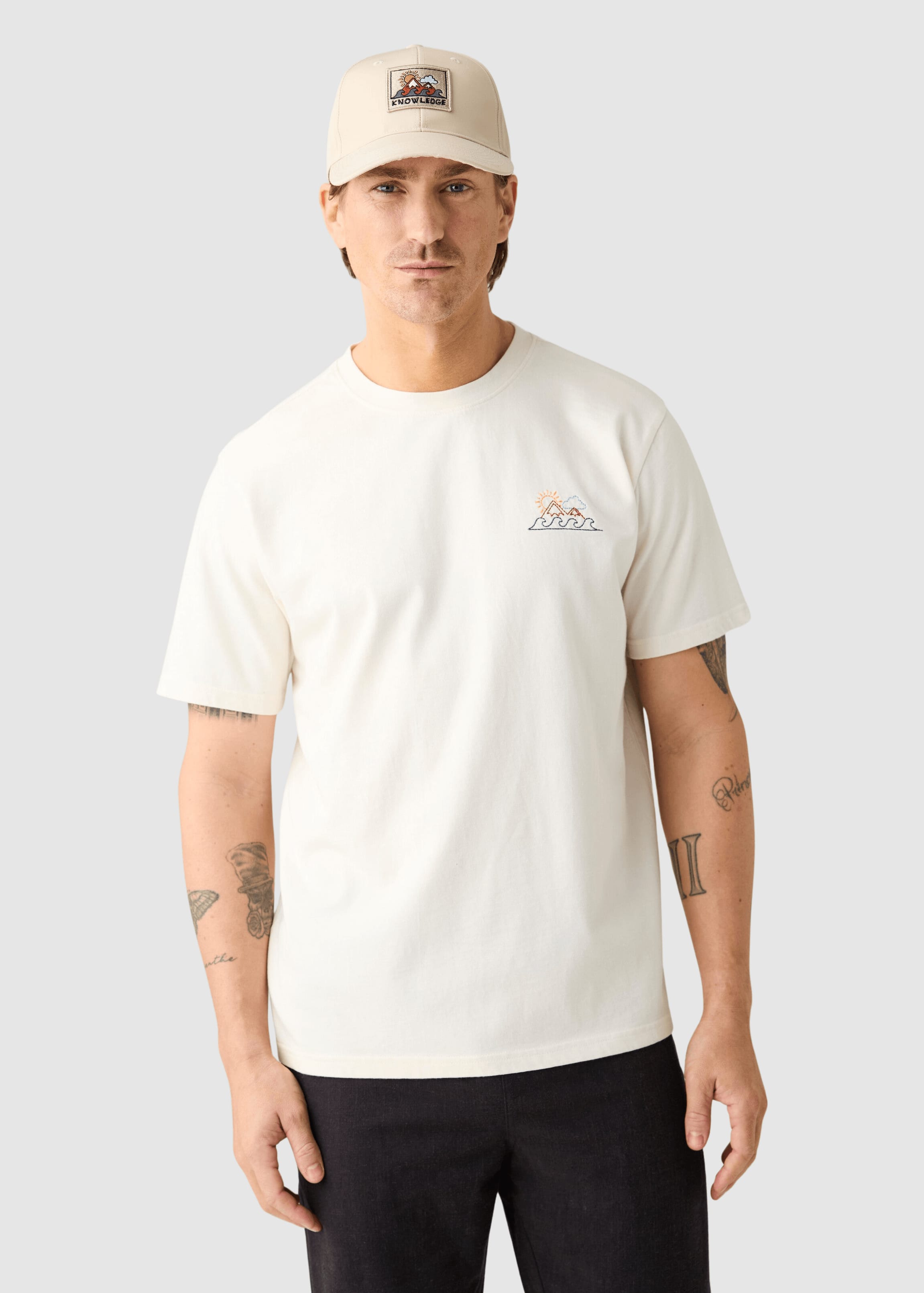 Chest Print T-Shirt Egret