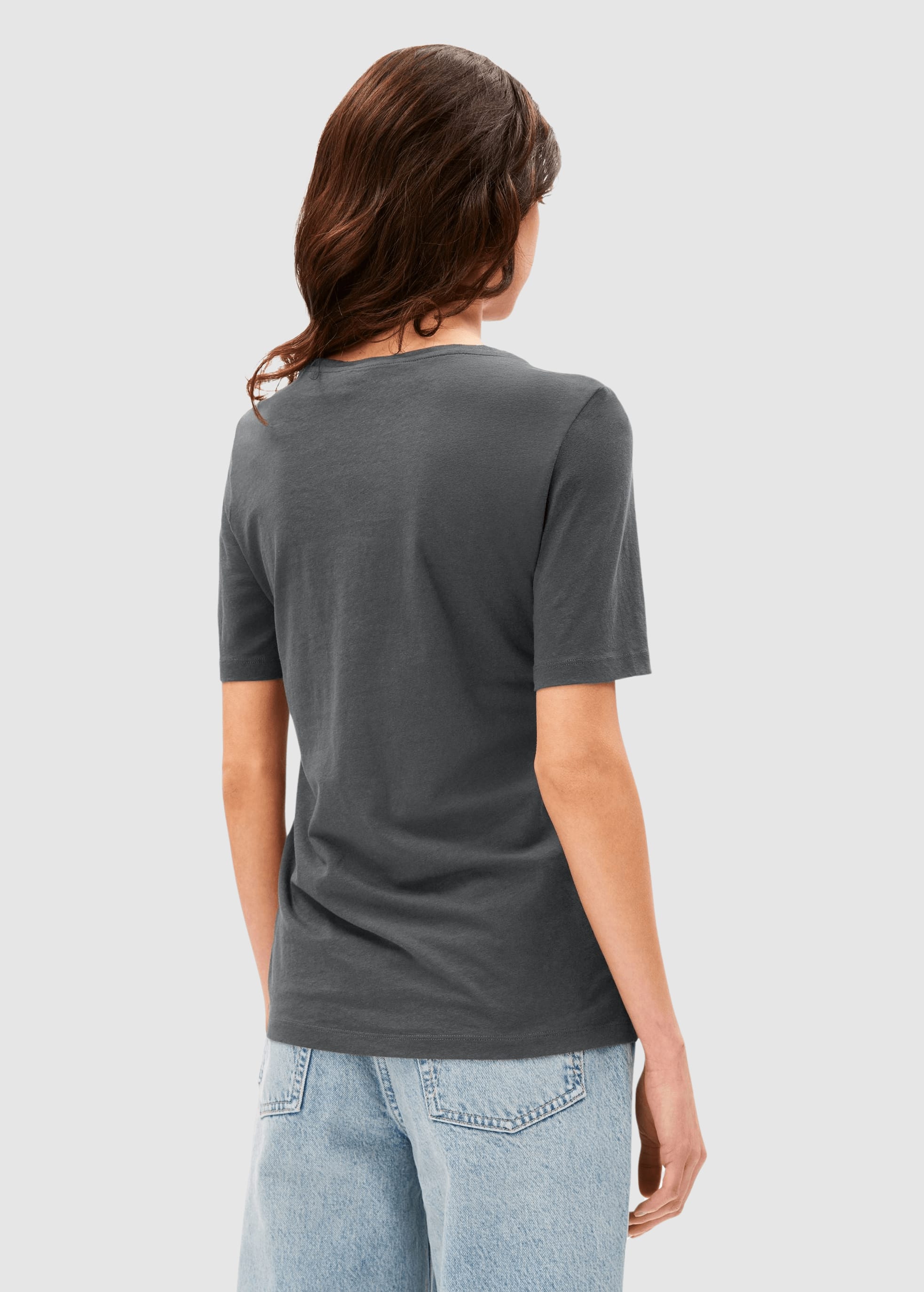 Lualaa Linen Blend T-Shirt Space Steel Lualaa Linen Blend T-Shirt Space Steel