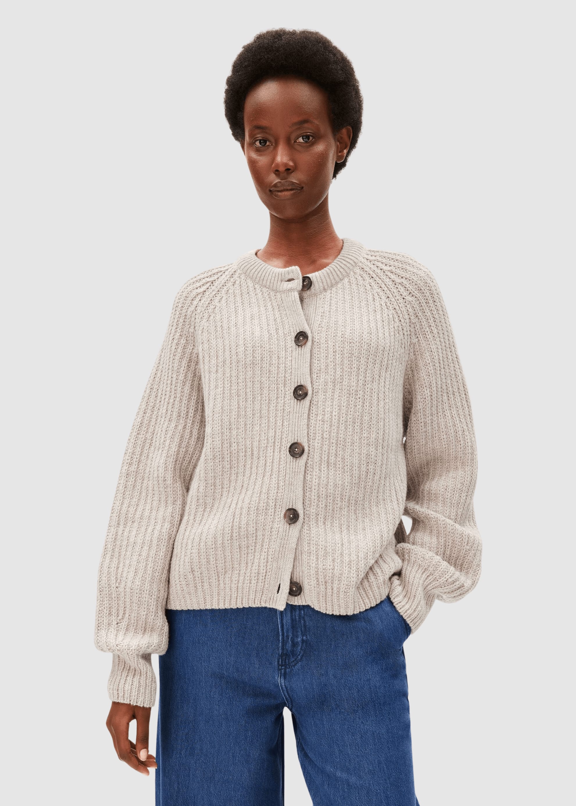Rib Knit Cardigan Honey Melange