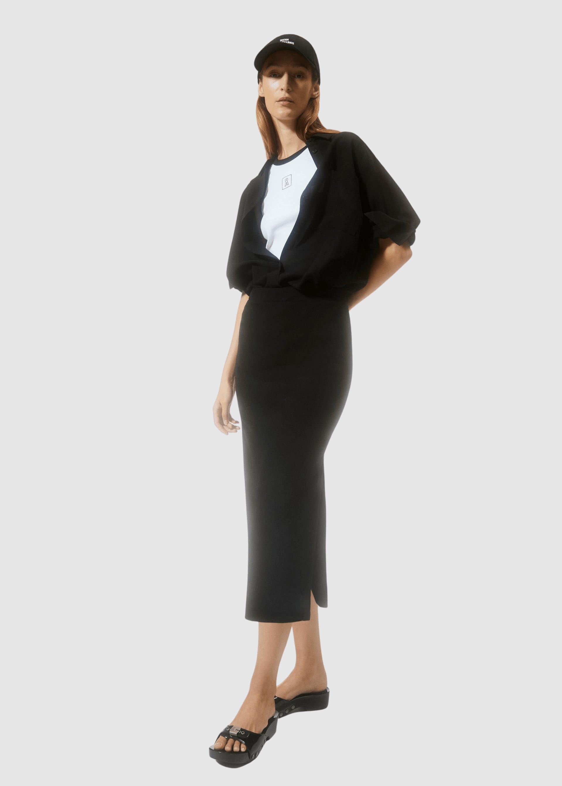 Azitaa Rib Midi Skirt Black Azitaa Rib Midi Skirt Black
