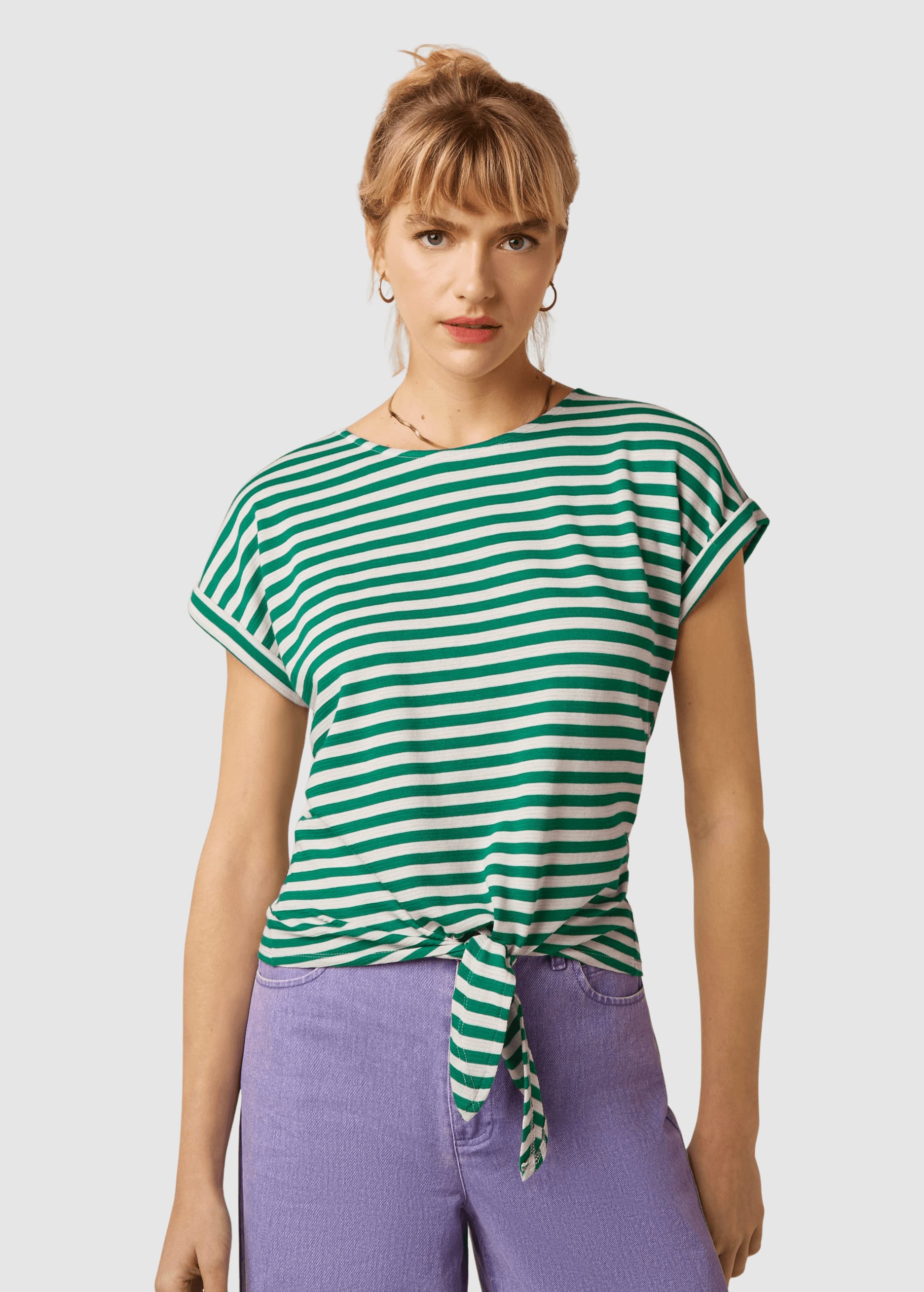 Aria Knot Shirt Chopito Stripe Ultra Green Aria Knot Shirt Chopito Stripe Ultra Green