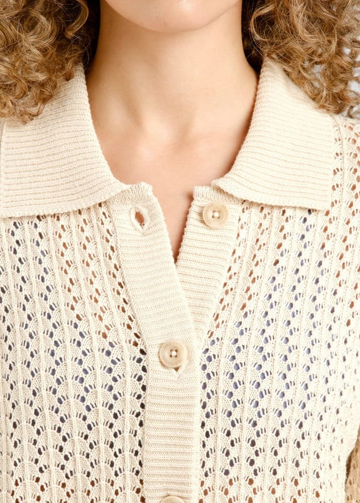 Knitted Cardigan Rosendal Crochet Vanilla White Whitecap Gray Knitted Cardigan Rosendal Crochet Vanilla White Whitecap Gray