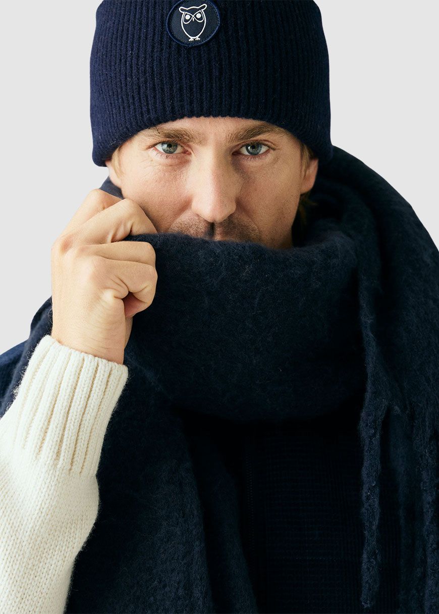 knowledge_cotton_apparel_scarf_knowledge_cotton_apparel_scarf_AW_25_KCA_4220002_1412_Night_Sky_4_8e73906df5 Checked Scarf