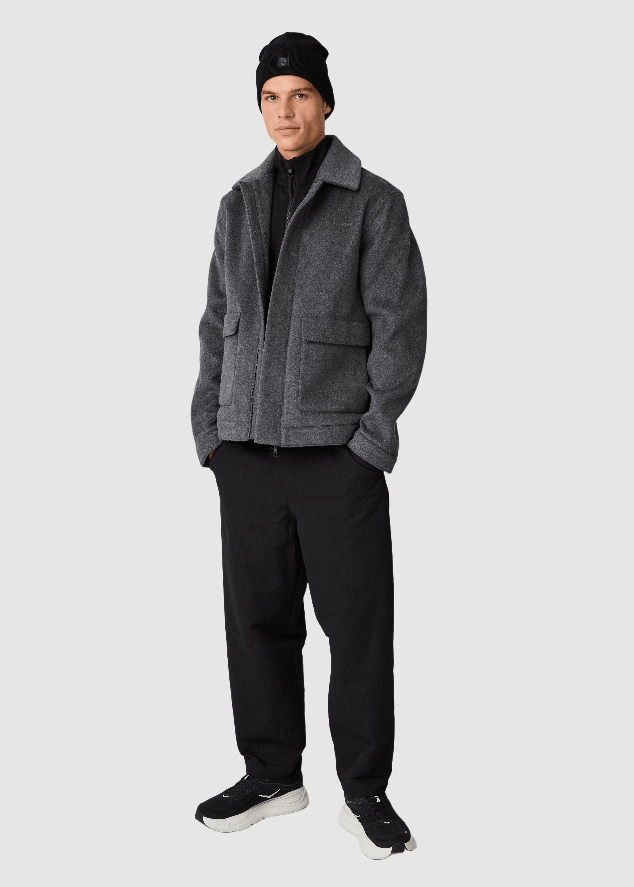 knowledge-cotton-apparel-wool-jacket-dark-grey-melange-5.jpeg Wool Jacket Dark Grey Melange