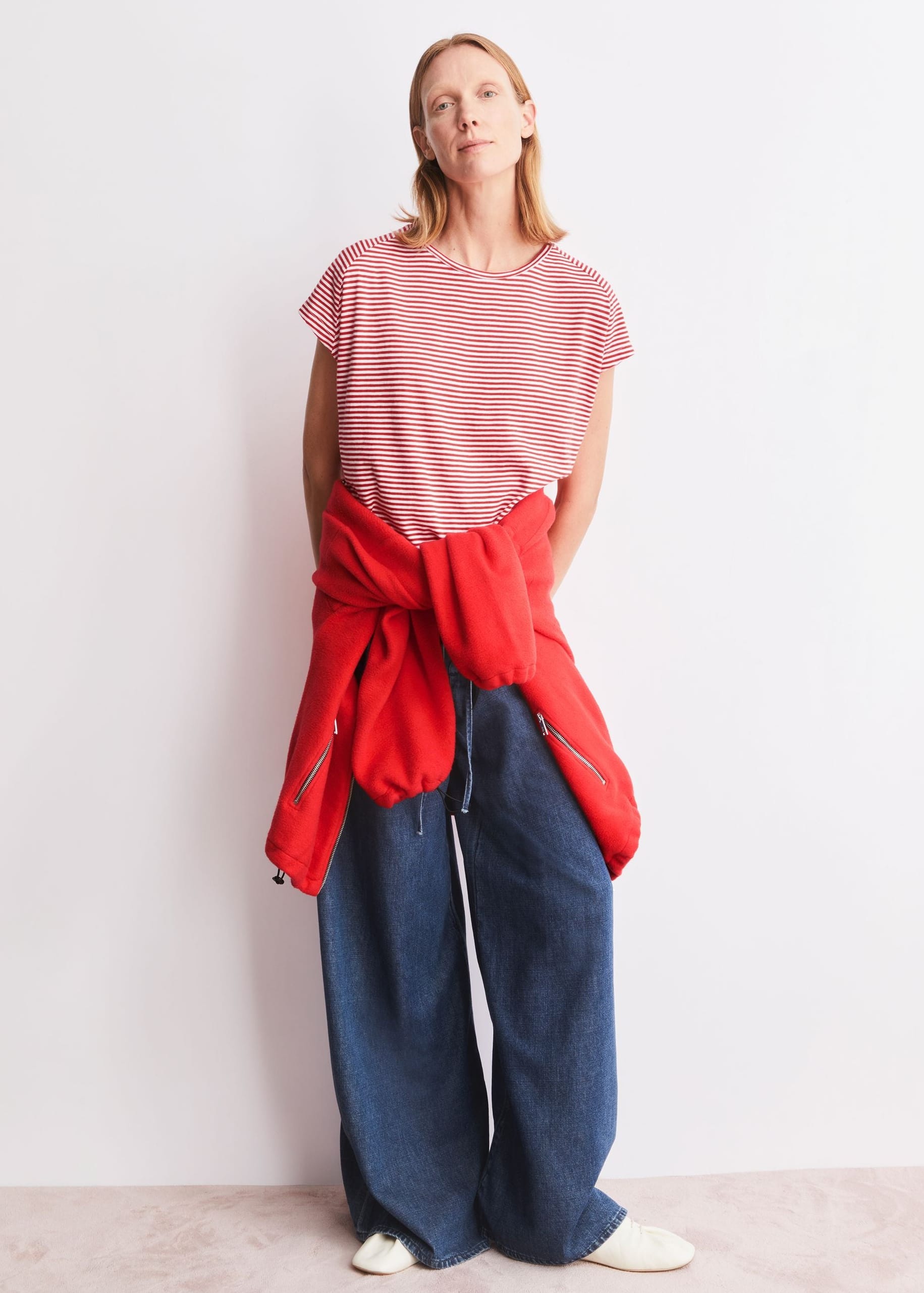 Slub Jersey Stripe T-Shirt Pink Mist-Mars Red Slub Jersey Stripe T-Shirt Pink Mist-Mars Red